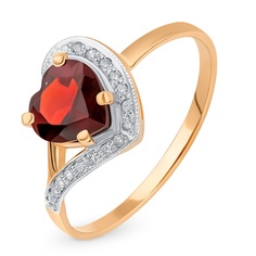 Кольцо из красного золота р. 16,5 585Gold 201000603, гранат\фианит