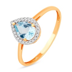 Кольцо из красного золота р. 17,5 585Gold 201013127, топаз\фианит