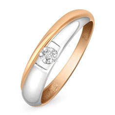 Кольцо из красного золота р. 18,5 585Gold 101010002, бриллиант