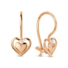 Серьги из красного золота 585Gold 602001786, фианит