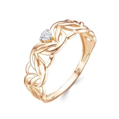 Кольцо из красного золота р. 18,5 585Gold 301012422, фианит