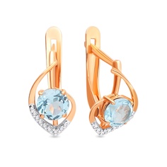 Серьги из красного золота 585Gold 202010506, топаз\фианит