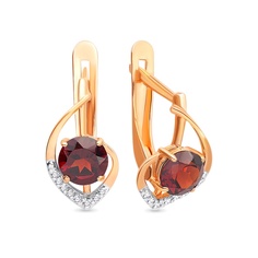 Серьги из красного золота 585Gold 202010507, гранат\фианит