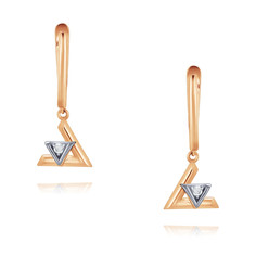Серьги подвески из красного золота ADAMAS 24041117/01-А50Д-72, фианит АДАМАС