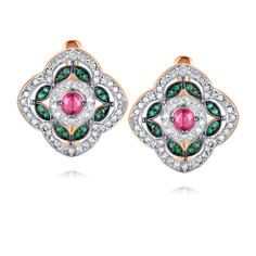 Серьги из красного золота ADAMAS 24041154/01-А50ДЧ-550, бриллиант/изумруд АДАМАС