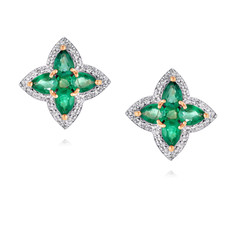 Серьги пусеты из красного золота ADAMAS 21041315/01-А50Д-433, бриллиант/изумруд АДАМАС