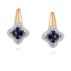 Серьги из красного золота ADAMAS 24041357/01-А50ДЧ-432, бриллиант/сапфир АДАМАС