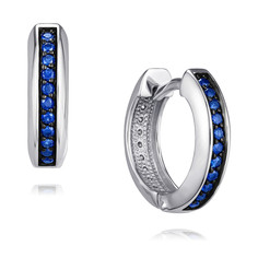 Серьги конго из белого золота ADAMAS 24041522/01-А51ДЧ-432, бриллиант/сапфир АДАМАС