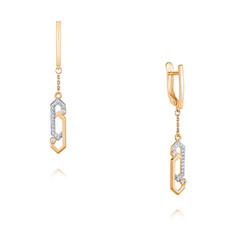 Серьги подвески из красного золота ADAMAS 24041601/01-А50Д-72, фианит АДАМАС