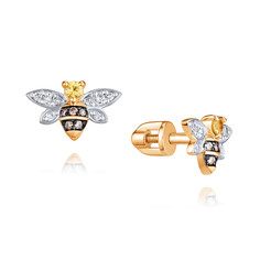 Серьги пусеты из красного золота ADAMAS 21041636/01-А50ДЧ-453, бриллиант/сапфир АДАМАС
