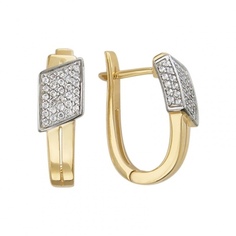 Серьги из желтого золота Эстет 01С138460, фианит
