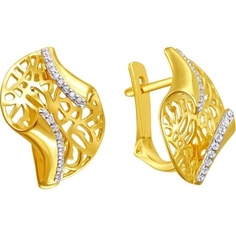 Серьги из желтого золота Эстет 01С1310512, фианит