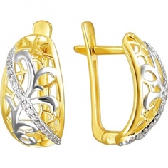 Серьги из желтого золота Эстет 01С1311468Р, фианит