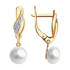 Серьги из серебра Diamant 93-321-01934-1, фианит/жемчуг культивированный