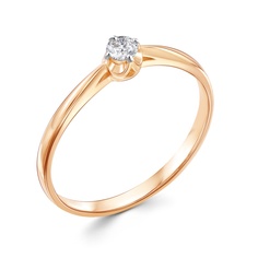 Кольцо помолвочное из красного золота р. 15 585Gold 301012354, фианит