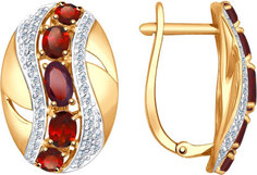 Серьги из красного золота AllTime 724628_s, гранат\фианит