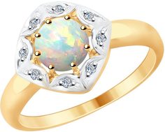 Кольцо из красного золота р. 17 AllTime 6014058_s, опал\бриллиант