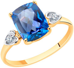 Кольцо из красного золота р. 18,5 AllTime 715894_s, топаз\фианит Swarovski