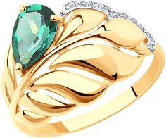Кольцо из красного золота р. 18,5 AllTime 716456_s, изумруд искусственный\фианит