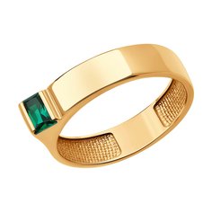 Кольцо из красного золота р. 17,5 SOKOLOV 716389, изумруд искусственный