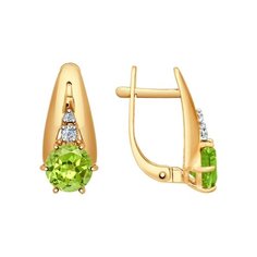 Серьги из красного золота SOKOLOV 724573, фианит\хризолит