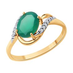 Кольцо из серебра р. 17,5 SOKOLOV 92014262, фианит\агат