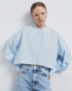 Рубашка женская Gloria Jeans GWT003298 голубой M/170