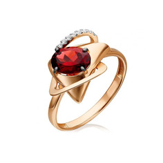 Кольцо из красного золота р. 17,5 PLATINA jewelry 01-5306-00-264-1110-57, гранат/топаз