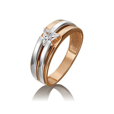 Кольцо из комбинированного золота р. 16 PLATINA jewelry 01-5437-00-401-1111-03, фианит