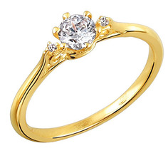 Кольцо помолвочное из желтого золота р. 17,5 Эстет 01К1312010, фианит