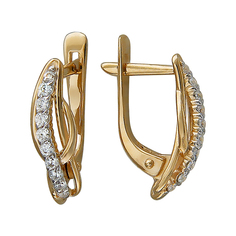 Серьги из красного золота Эстет 01С116950, фианит