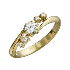 Кольцо из желтого золота р. 17 Эстет 01К134418, фианит