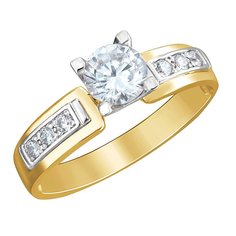Кольцо из комбинированного золота р. 19,5 Эстет 01К1612814, фианит