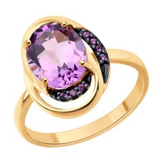 Кольцо из серебра р. 19,5 SOKOLOV 92014226, фианит; аметист