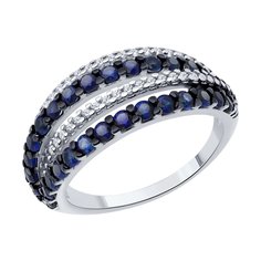Кольцо из серебра р. 16,5 SOKOLOV 88010077, корунд искусственный; фианит
