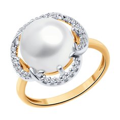 Кольцо из серебра р. 18 Diamant 93-310-01926-1, фианит; жемчуг культивированный