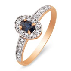 Кольцо из красного золота р. 17,5 585Gold 101001898, сапфир/бриллиант