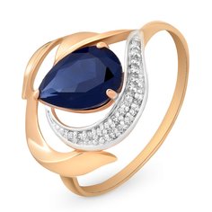 Кольцо из красного золота р. 18 585Gold 101010064, сапфир искусственный/бриллиант