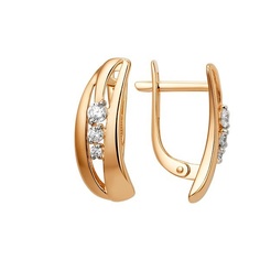 Серьги из красного золота 585Gold 302007335, фианит