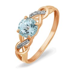 Кольцо из красного золота р. 17,5 585Gold 201011004, топаз/фианит