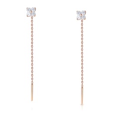 Серьги продевки из красного золота 585Gold 302007319, фианит
