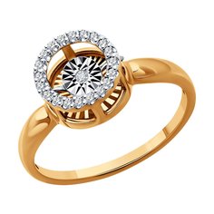 Кольцо из комбинированного золота р. 18 Diamant 51-210-02609-1, бриллиант