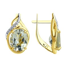 Серьги из серебра SOKOLOV 92022665, фианит\празиолит