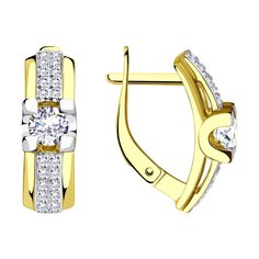 Серьги из желтого золота SOKOLOV 028837-2, фианит