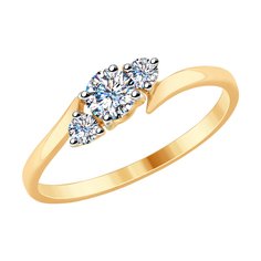 Кольцо из красного золота р. 19 Diamant 31-110-00094-1, фианит