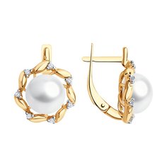 Серьги из серебра Diamant 93-320-02625-1, фианит\жемчуг культивированный