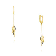 Серьги подвески из желтого золота ADAMAS 24041692/01-А55Ч-453, бриллиант/сапфир АДАМАС