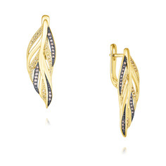 Серьги подвески из желтого золота ADAMAS 24041693/01-А55Ч-453, бриллиант/сапфир АДАМАС