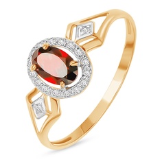 Кольцо из красного золота р. 17 585Gold 201015356, гранат\фианит