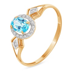 Кольцо из красного золота р. 17 585Gold 201015357, топаз\фианит